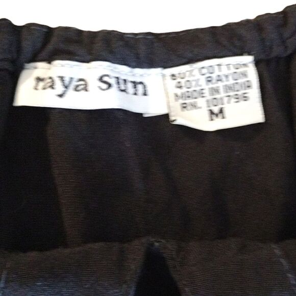 VTG 90s Black Gold Hawaiian Embroidered Fairycore Mini Dress Medium - Picture 12 of 16